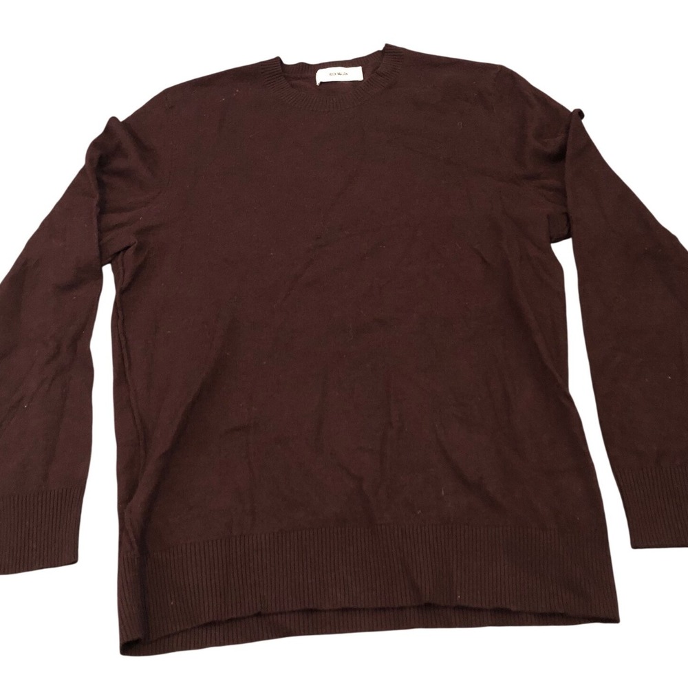 Buck Mason Sweater Mens M Burgundy 100% Wool Crew Neck Long Sleeve Ribbed Trim